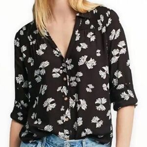 Maeve Anthropologie Bow Emory Printed Bottom Down Shirt Blouse Size 6